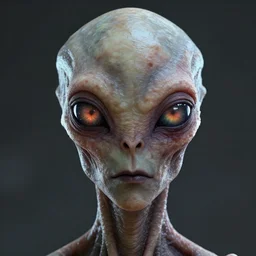 portrait of a space alien, varying detailed skin, octane render, eyes containing a piercing colorful light, realistic render, detailed, ugly, slimy unreal engine, symmetrical face, greg rutkowski and ruan jia, cinematic