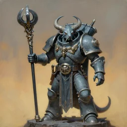painting of grey seer skaven holding a staff, prophet of the great horned rat chaos god, rat person, vermintide, lewis jones, zdzislaw beksinski, dariusz zawadzki, wayne barlow, warhammer, cold hue's, warm tone gradient background, concept art, accurate anatomy