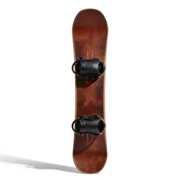 leather-bound snowboard, photorealistic, isolated on a pure white background, centered, entire object in frame, sharp focus, soft studio lighting