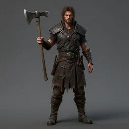 van man with a pickaxe, dark fantasy, unreal engine, Realistic , trending on artstation,