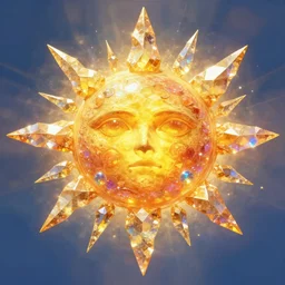 the sun made of crystal gems, bioluminiscense, fantasy art