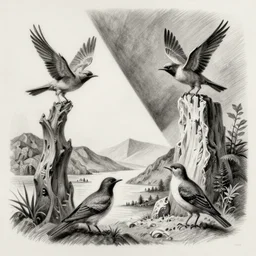 birds, dynasty robert sonia delaunay escher joost swarte satoshi tajiri pencil drawing