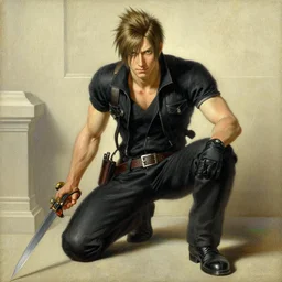 chris redfield playing pinao, painting by j. c. leyendecker