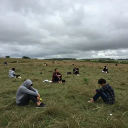 hell landscape with people suffering