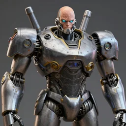A giant mech with Saul Goodman's face on it, highly detailed, 8k