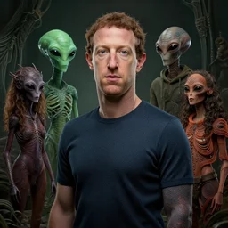 mark zuckerberg is an alien by ilya kuvshinov, magali villeneuve, artgerm, jeremy lipkin and michael garmash and rob rey, 8 k, intricate detail, cinematic lighting