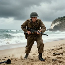 Pewdiepie storming the beaches of Normandy, Saving Private Ryan, 1945, Colourized