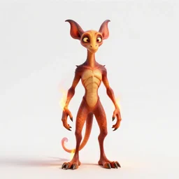 wise efreet fire spirit, stylized pixar-style 3d render, full body, standing, isolated on a pure white background, centered, whole figure in frame, sharp focus, studio lighting