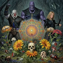 the platonic ideal of flowers, rotting, insects and praying of cletus kasady carnage thanos nazgul doctor manhattan chtulu mandelbulb ponyo lichen mandala davinci heavy rain the witcher, d & d, fantasy, ego death, decay, dmt, psilocybin, art by artgerm and greg rutkowski and alphonse mucha