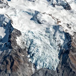 glacier, h 0, 1 : 8 7, glacier mountain, highly detailed, satellite image, by tim hildebrandt, by rhads, megascans texture