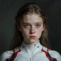 painting, young girl, beautiful face, gorgeous, face visible, cinematic lighting, eva suit, sad, wallpaper, extremely detailed, sharp focus, by greg rutkowski and [ [ [ wlop ] ] ], intricate, beautiful, award winning, trending on artstation, pixiv