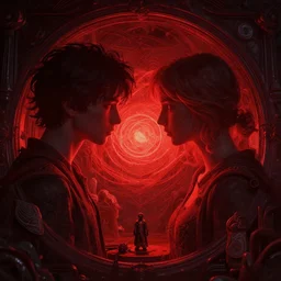 internal conflict, red glow, intricate details