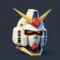 gundam head, v - fin, octane render, soft light, mekka, behance, vector, highly detailed illustration, realistic, clown, artstation. com, by greg rutkowski,