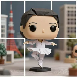 beautiful three point perspective film still of funko pop origami ballerina in holly herndon meets merce cunningham, extreme closeup portrait in style of frontiers in miniature porcelain photography fashion architectural art studio seinen manga edition, miniature origami figure, tilt shift tokyo style scene background, soft lighting, kodak portra 4 0 0, 8 k, macro, cinematic style by emmanuel lubezki