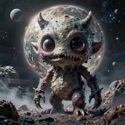 the most cute and terrifying creature on the universe, weird surreal horror cosmic art, cry engine, bizarre art