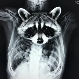 racoon found inside ribcage x-ray, x-ray image
