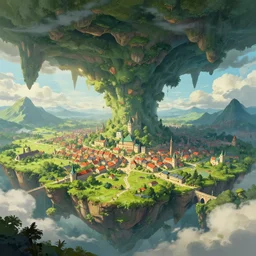 towns, villages castles, buildings bytopia planescape huge cave ceiling clouds made of green earth inverted upsidedown mountain artstation illustration sharp focus sunlit vista painted by ruan jia raymond swanland lawrence alma tadema zdzislaw beksinski norman rockwell tom lovell alex malveda greg staples