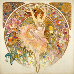 an intricate oil painting of a beautifull balerina portrait surounded by hiper detailed inkdrop in water, flowers, fluid acrilic art, melting colorfull wax, coloful flower petals, colorfull, excelent composition, wide shot, by yoshitaka amano, by greg rutkowski, by alphonse mucha by jeremyg lipkinng, by rhads, by