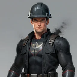 coal miner man, marvel superhero!!, coal dust, hard hat, super suit, fanart, illustrator, trending on artstation