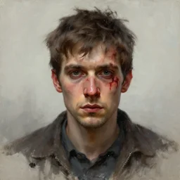 a man with a bloodied nose, Fantasy painting portrait