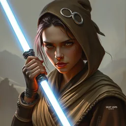 beautiful female jedi, by greg rutkowski