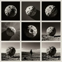 cut out collage, film noir, asteroid, cyberpsycho