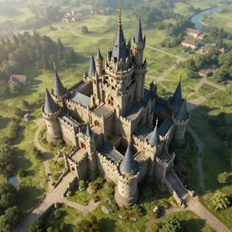 drone shot ultra - detailed castle, fantasy art, trending on artstation, highly detailed, digital art