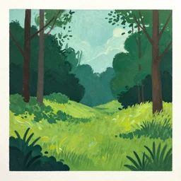 nature environment, matte gouache