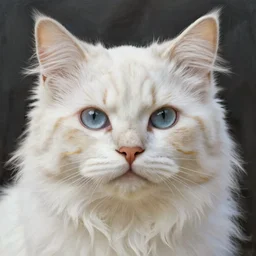 amazing exquisite matte painting, close - up portrait of a white fluffy cat, sacred,, shimmer, exquisite detail huge details, gold detailed line work, by xision and yukii morita,, james jean, trending on artstation