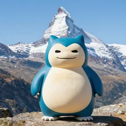 snorlax in front of the matterhorn. professional portrait photo, sharp focus, 8 k.