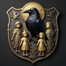 family crest depicting a raven with a halo in style of halo emblems, with dramatic lighting, concept art, matte painting, 8 k, highly detailed, artstation