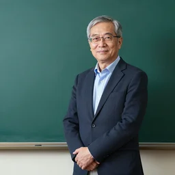 stock photo of a professor standing in front of a chalk board, sony a 7 r, studio lighting,