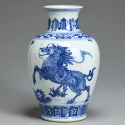 orpheus by jug calligrapher, blue and white, detail on porcelain jug