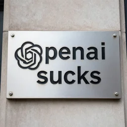 sign with the inscription openai sucks