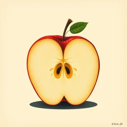 cross section of apple, limited neutral palette, by pascal campion, petros afshar, anton fadeev, dean ellis, randolph stanley hewton, beautiful graphic, propaganda poster art 1 9 7 0 s illustrated advertising art, painterly design