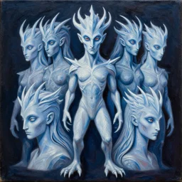 intricate five frostling by pablo picasso, oil on canvas, hdr, high detail, photo realistic, hyperrealism, matte finish, high contrast, 3 d depth, centered, masterpiece, vivid and vibrant colors, enhanced light effect, enhanced eye detail, artstationhd