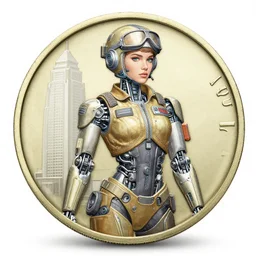 delfina purdy female robot fighter pilot mechanical girl coin