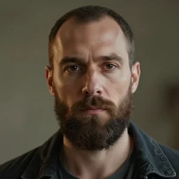 portrait of jacques, hyper realistic, beard, no hair, octane render, cinematic, movie screenshot,