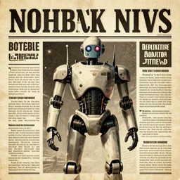 robot in retro sci fi pulp newsprint illustration cover