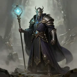 Concept art of an powerful Elven Mage from a computer role-playing game in the style of Icewind Dale; masterpiece; trending on artstation; f/1.4; 90mm