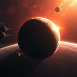 an exoplanet, view from space, cinematic, by greg rutkowsk, digital painting, unreal engine, volumetric lighting, contrast, cinematic lighting, vibrant colors, in the style of dan mumford