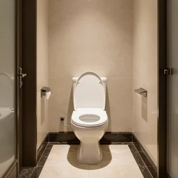 a toilet in the middle of a hotel lobby, hyperreal, architectural digest