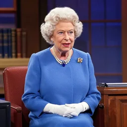 Queen Elizabeth as a guest on a TV episode of Sienfeld.