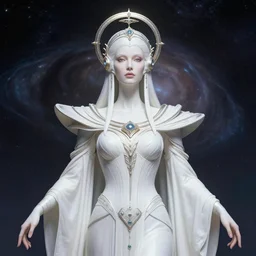 portrait of the powerful empress of the solar system in the style of h. r. giger and in the style of alex grey. glowing, ornate and intricate linework, sharp focus, depth of field, stunning, dynamic lighting, ultrafine and hyperdetailed.