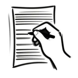 a logo of a hand painting on a musical sheet, black and white, simple, vector, lineart