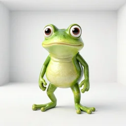 Pepe the frog high quality 3D render in an empty white room