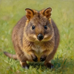 detailing portrait oil painting of quokka in the style of grant wood, perfect lighting