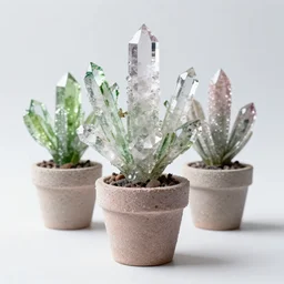potted plants made of crystals