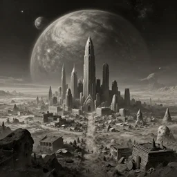 an desolate alien city on a different planet by vincent di fate