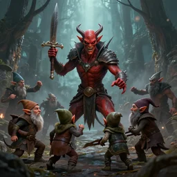 evil elves fight evil dwarves, composition, trending on artstation, cinematic